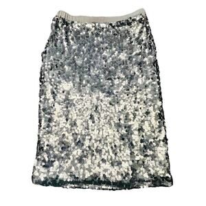 Y2K New York & Company Gold Paillette Sequin Pencil Skirt Women’s Size XS